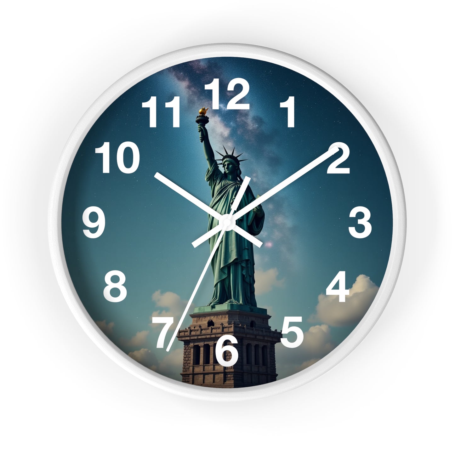 Luz Eterna sobre la Tierra - Reloj de Pared con Marco de Madera Artesanal con Cubierta Acrílica de Alta Definición