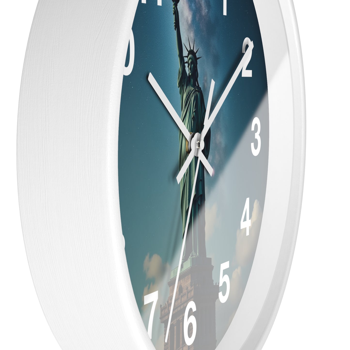 Luz Eterna sobre la Tierra - Reloj de Pared con Marco de Madera Artesanal con Cubierta Acrílica de Alta Definición