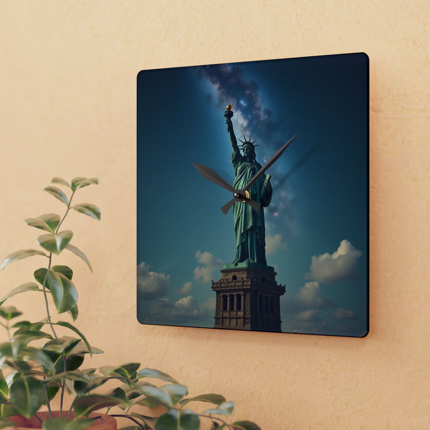 Luz Eterna sobre la Tierra - Reloj de Pared en Acrílico Transparente