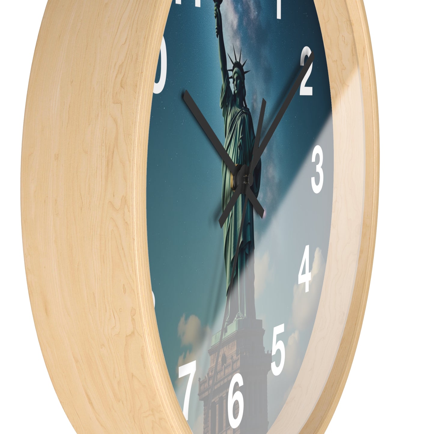 Luz Eterna sobre la Tierra - Reloj de Pared con Marco de Madera Artesanal con Cubierta Acrílica de Alta Definición