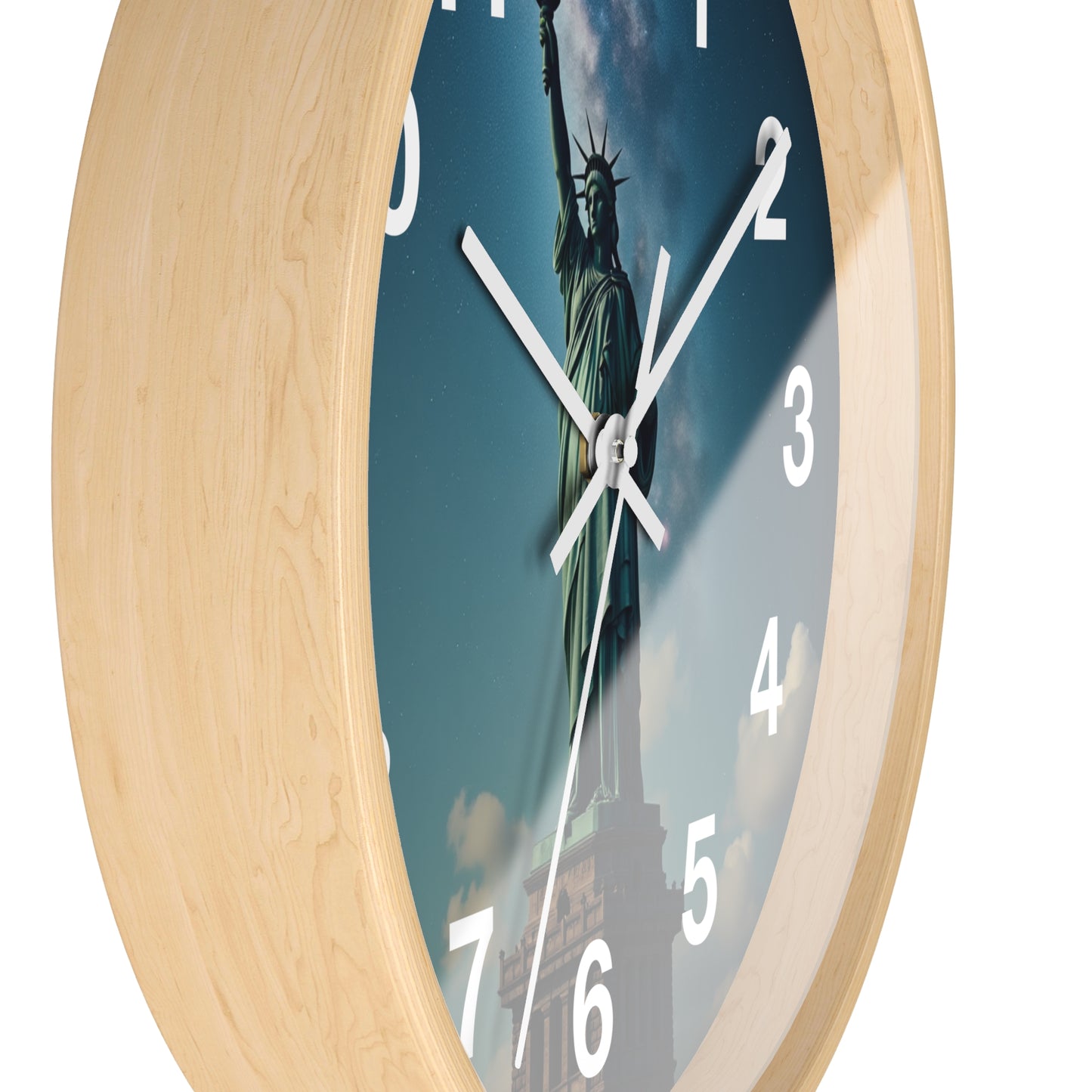 Luz Eterna sobre la Tierra - Reloj de Pared con Marco de Madera Artesanal con Cubierta Acrílica de Alta Definición