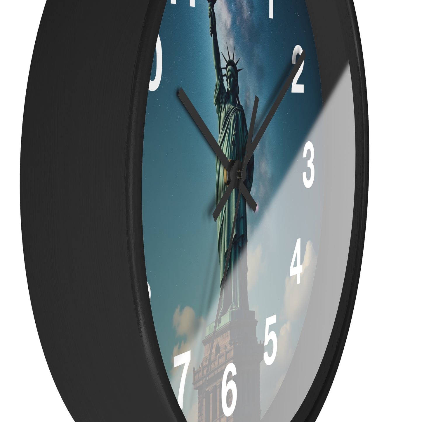 Luz Eterna sobre la Tierra - Reloj de Pared con Marco de Madera Artesanal con Cubierta Acrílica de Alta Definición