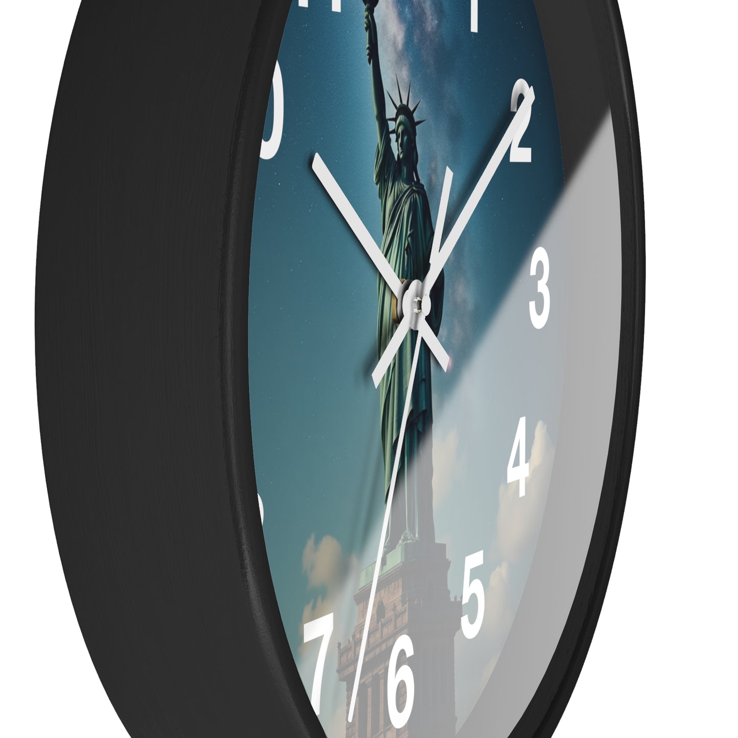 Luz Eterna sobre la Tierra - Reloj de Pared con Marco de Madera Artesanal con Cubierta Acrílica de Alta Definición