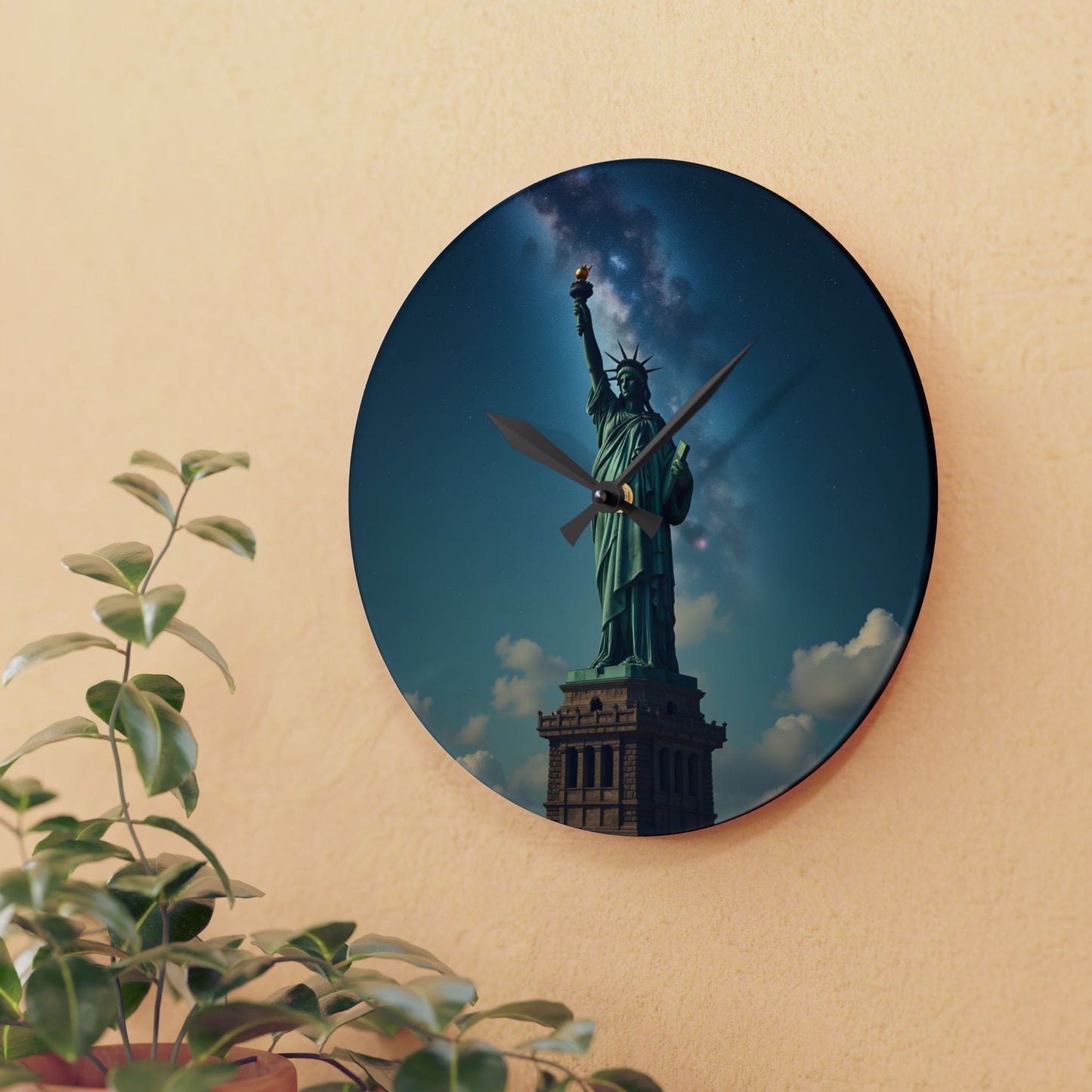 Luz Eterna sobre la Tierra - Reloj de Pared en Acrílico Transparente