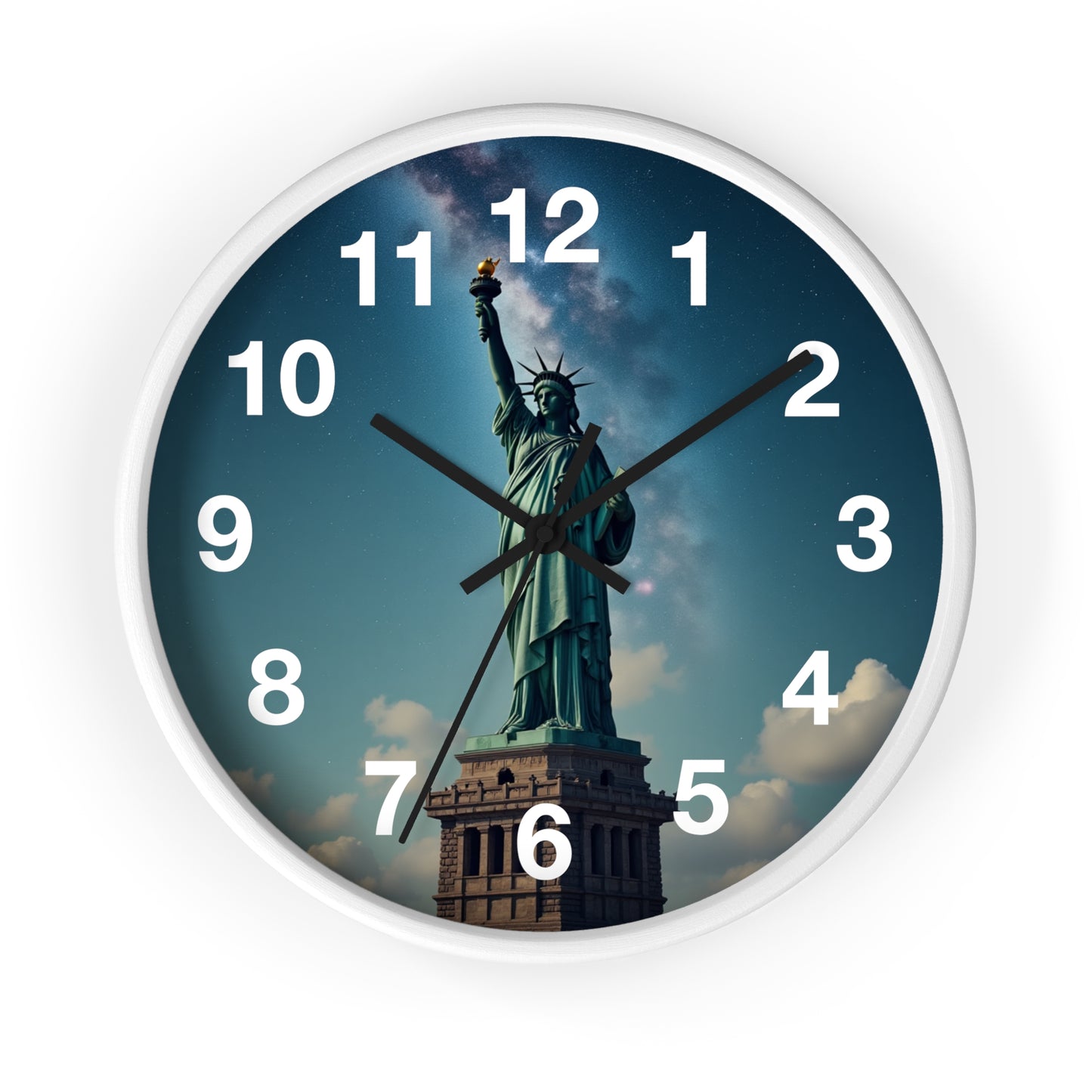 Luz Eterna sobre la Tierra - Reloj de Pared con Marco de Madera Artesanal con Cubierta Acrílica de Alta Definición