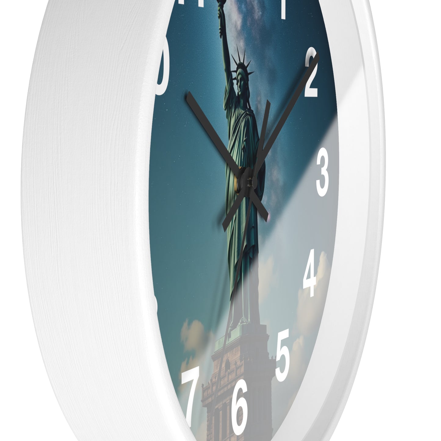 Luz Eterna sobre la Tierra - Reloj de Pared con Marco de Madera Artesanal con Cubierta Acrílica de Alta Definición