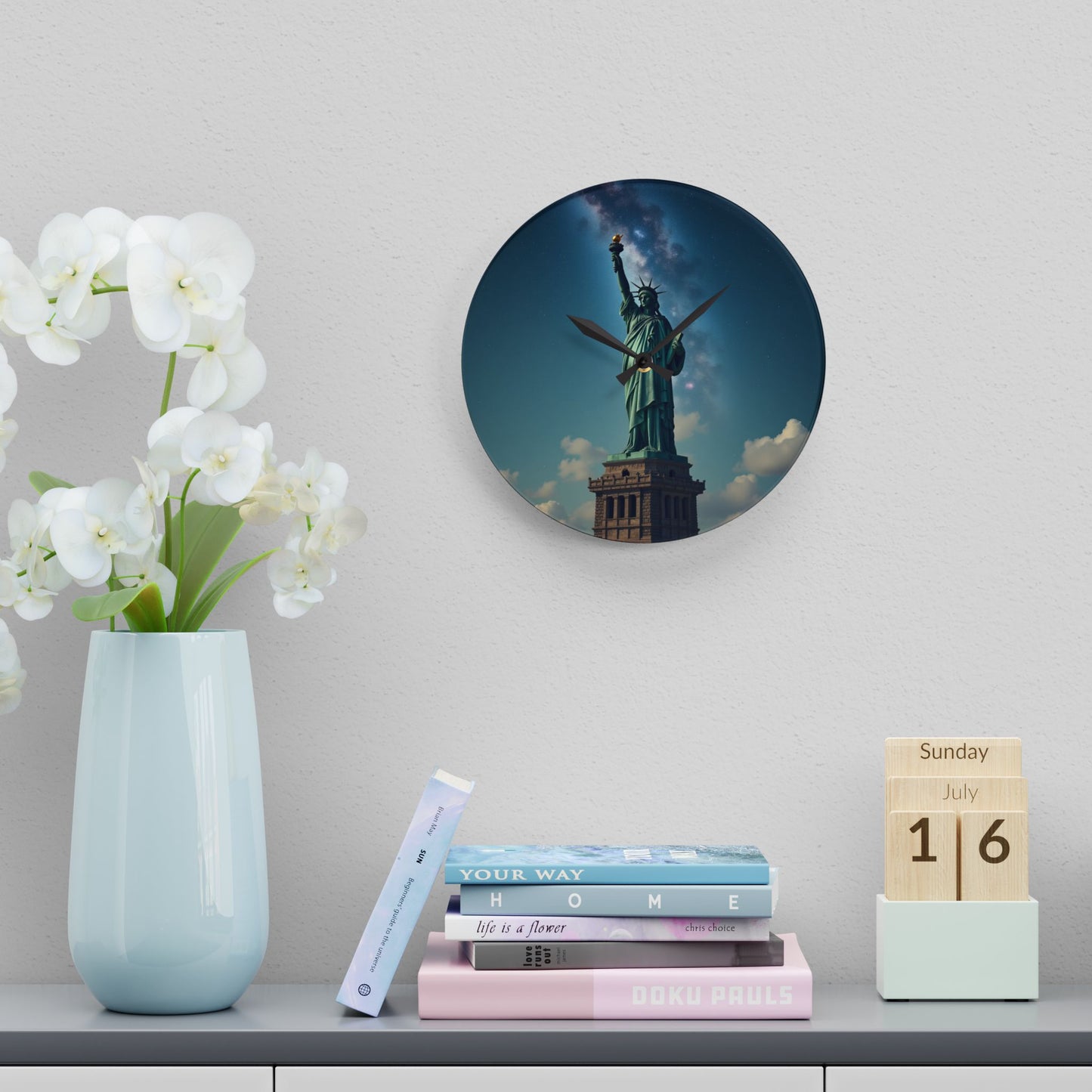Luz Eterna sobre la Tierra - Reloj de Pared en Acrílico Transparente