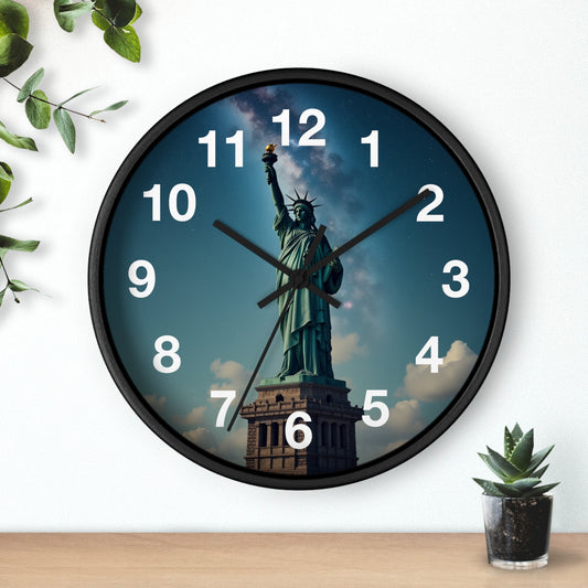 Luz Eterna sobre la Tierra - Reloj de Pared con Marco de Madera Artesanal con Cubierta Acrílica de Alta Definición