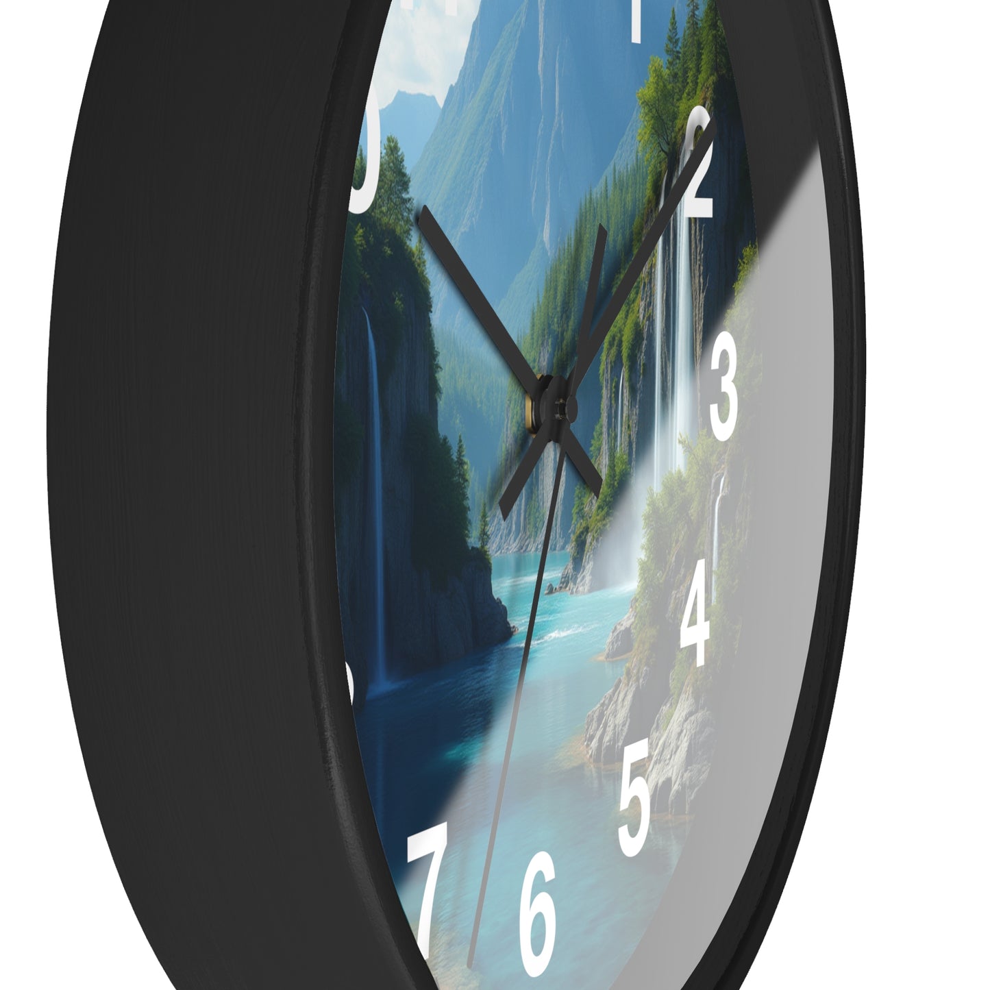 Cascadas Escondidas en el Paraíso - Reloj de Pared con marco de Madera Artesanal con Cubierta Acrílica de Alta Definición